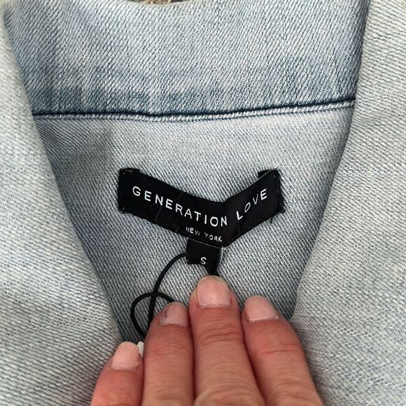 NWT Generation Love Denim Jean Jacket Fran Pom Poms - Picture 4 of 7